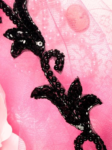 FS05 Black Sequin Beaded Trim 1.75\