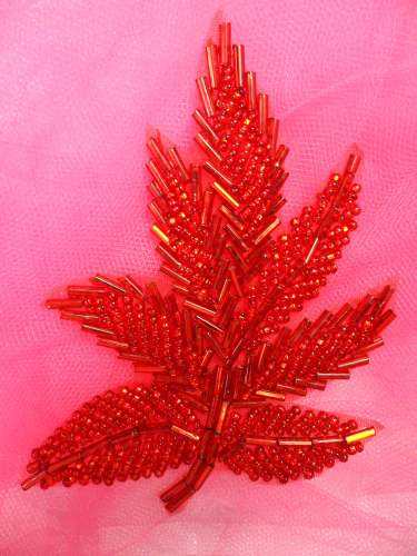 FS140 Red Beaded Applique 4\