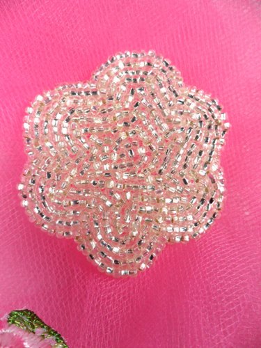 FS1594 Silver Floral Beaded Applique