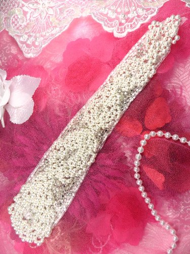 FS1666  Designer Silver  Beaded Pearl Applique 10\