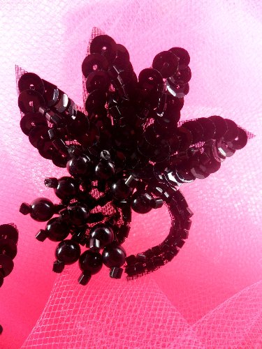FS185  Appliques Mirror Pair Black Beaded Sequin 2.0\
