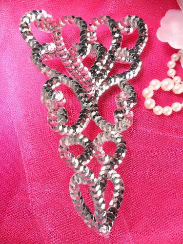 FS1863 Sequin Applique Silver Dance Patch Motif 5\