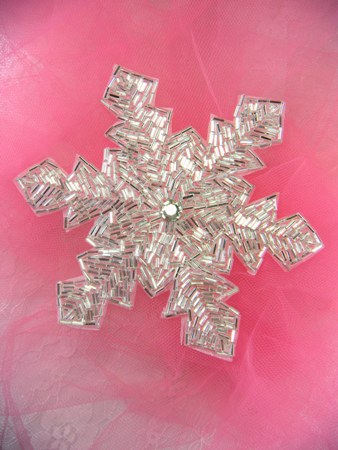 FS2027 Silver Star Beaded Applique 5\