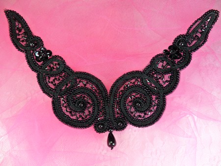 FS228 Black Beaded Collar Applique 6\