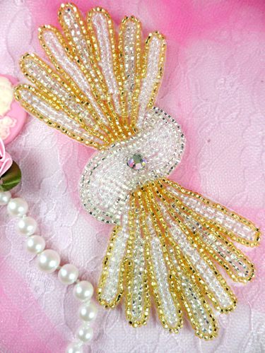 FS3161 Gold Silver Crystal AB Beaded Applique 5.25\