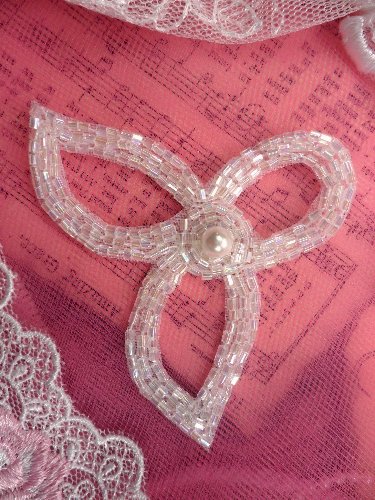 FS3253 Designer Applique Crystal Iris Beaded Pearl 3\