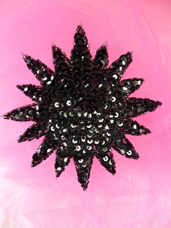 FS3378 Black Starburst Beaded Sequin Applique 4\