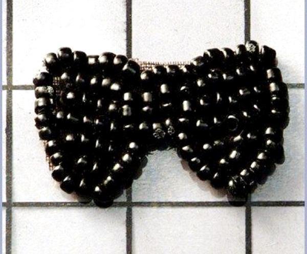 FS346B Black Bow Beaded Applique 1