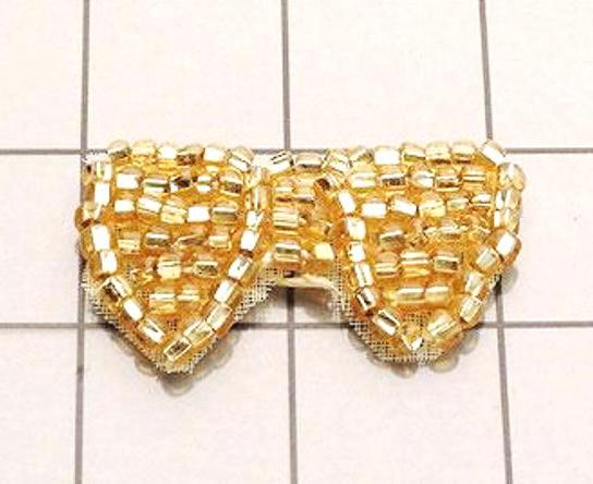 FS346B Gold Bow Beaded Applique 1