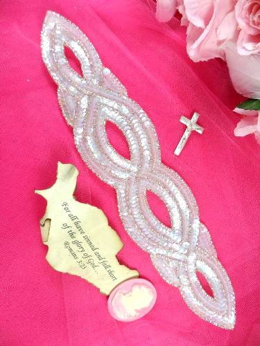 FS400 Crystal AB Silver Designer Sequin Beaded Applique 11\