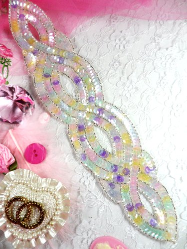 FS400 Pastel Designer Sequin Beaded Applique 11\