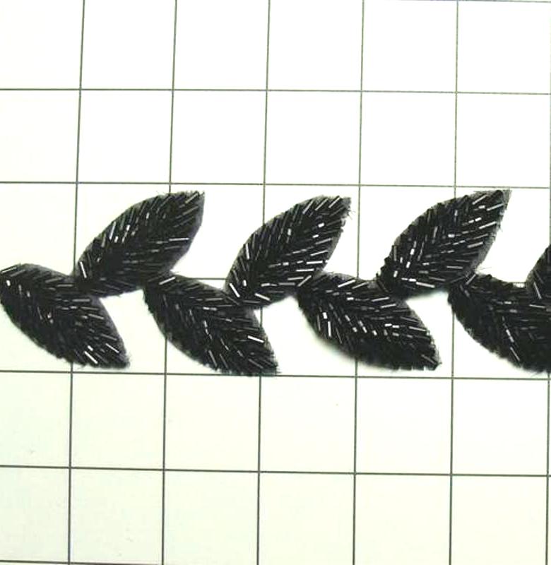 Black Leaf Vine Beaded Trim Sewing Crafts Supplies 2 (FS4437)
