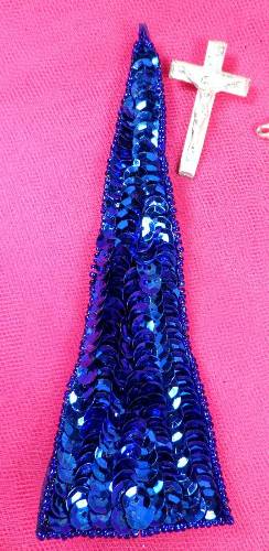 FS473 Royal Blue Triangle Beaded Sequin Applique 5\