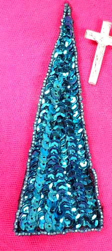 FS473 Turquoise Triangle Beaded Sequin Applique 5\