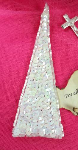 FS473 White AB Triangle Beaded Sequin Applique 5\