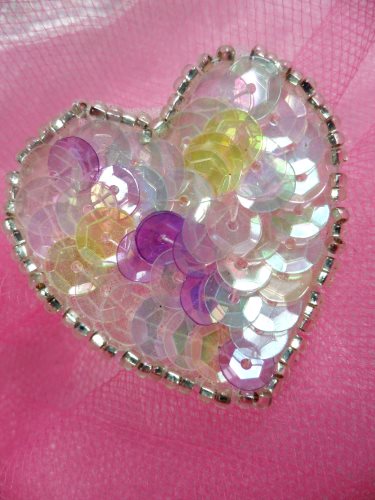 FS510 Pastel Multi Valentine Heart Sequin Beaded Applique 1.5\