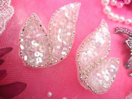 FS549  Crystal AB Silver Mirror Pair Beaded Sequin Appliques 2\