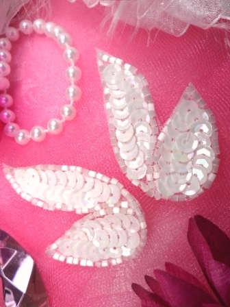FS549  White AB Mirror Pair Beaded Sequin Appliques 2\