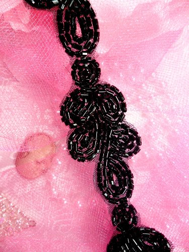FS573 Black Beaded Loop Cluster Trim 1.25\
