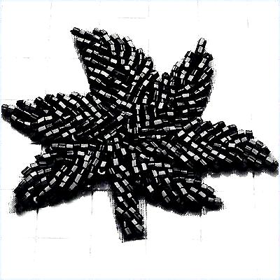 FS601 Black Leaf Applique Beaded 2.75\