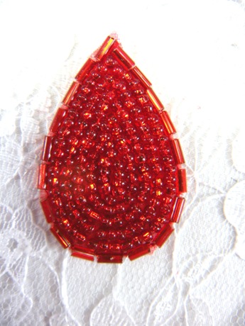FS613 Red Teardrop Beaded Applique 1.5\