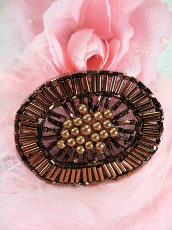 FS725B Bronze Oval Beaded Applique 2\