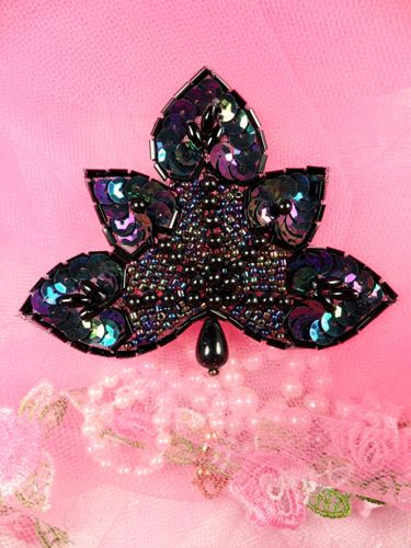 FS83B Blue AB Beaded Sequin Applique 3.5\