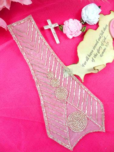 FS961 Silver Beaded Applique 7.25\