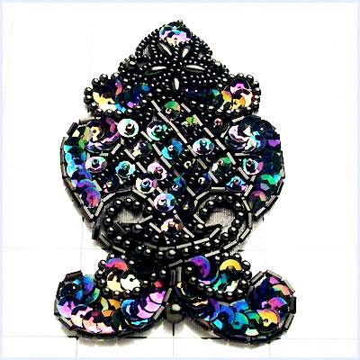 FSV100 Sequin Applique Black AB Beaded Designer 4\