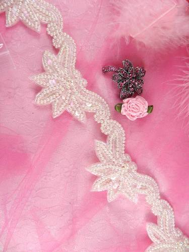 FSV183 Arms of Love Crystal AB Beaded Sequin Trim 2.5\