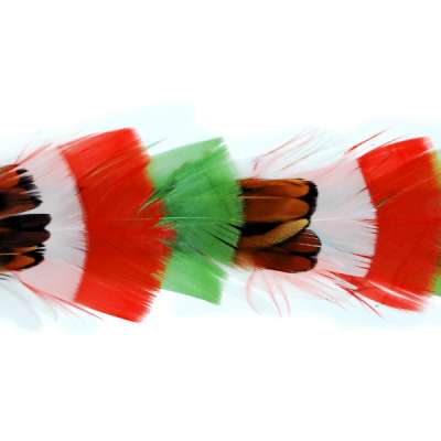 P4003 Red Beige & Green Feather Trim Pre-Cut 36