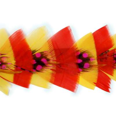 P4013 Red Orange & Fuchsia Feather Trim Pre-Cut 36
