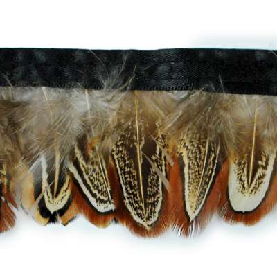P4045 Brown White & Black Feather Trim Pre-Cut 36\