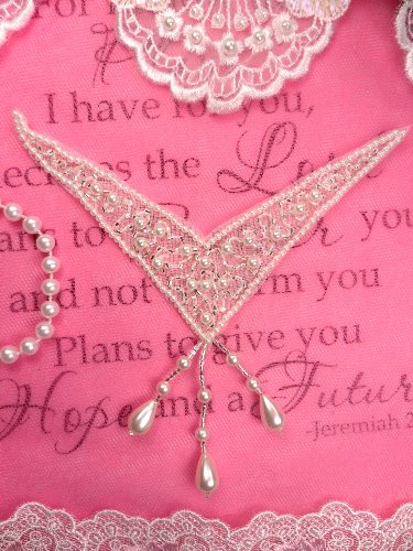 FSV142 Designer Pearl Dangle Silver Beaded Applique 5\