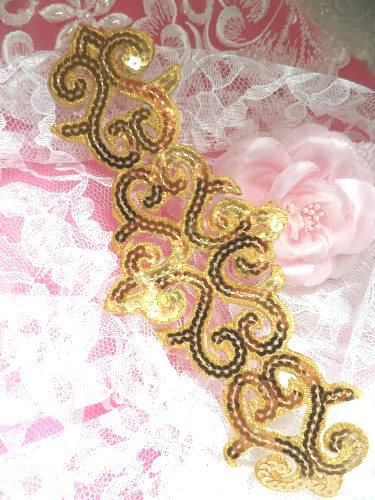 GB104 Gold Sequin Applique Iron On Patch 8.5\