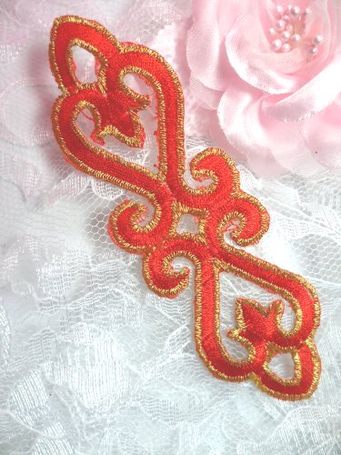 GB111 Red Gold Applique Iron On Patch 5