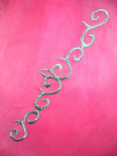 GB115 Silver Metallic Applique Iron On Patch 9.25