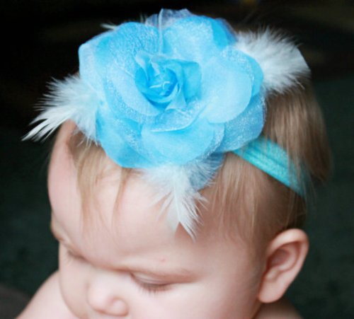 GB12 Feather Rose Flower Headband 7 Colors Available