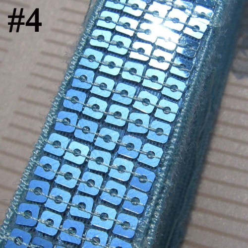GB128 Aqua Sequin Sewing Craft Trim 5 Row 1\