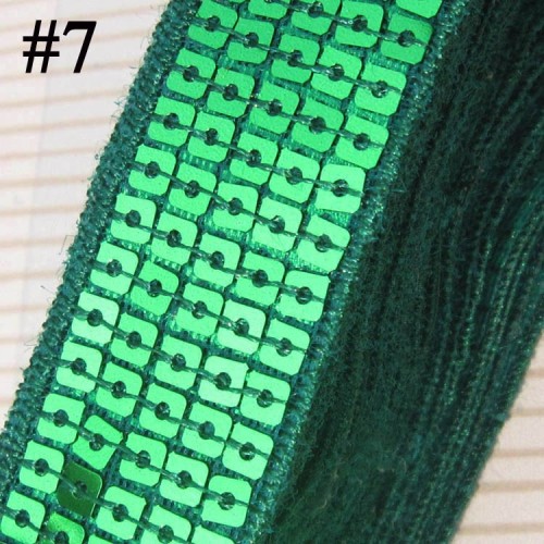 GB128 Green Sequin Sewing Craft Trim 5 Row 1\