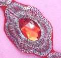 REDUCED Red Silver Metallic Embroidered Jewel Applique Iron On 2.5 ACT/GB143