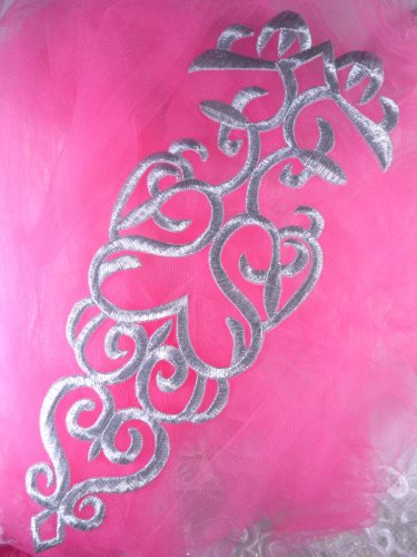 GB161 Silver Metallic Embroidered Applique Iron On Patch 11