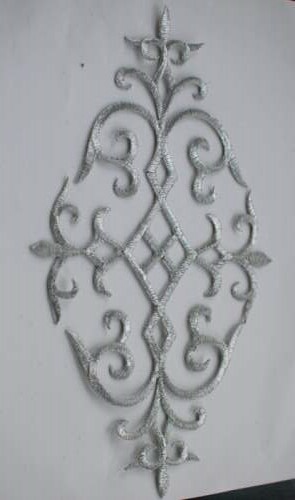 GB274 Embroidered Applique Silver Metallic Iron On Patch 10.75