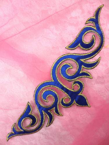 GB276 Blue Gold Embroidered Applique Iro On Patch 9.5\