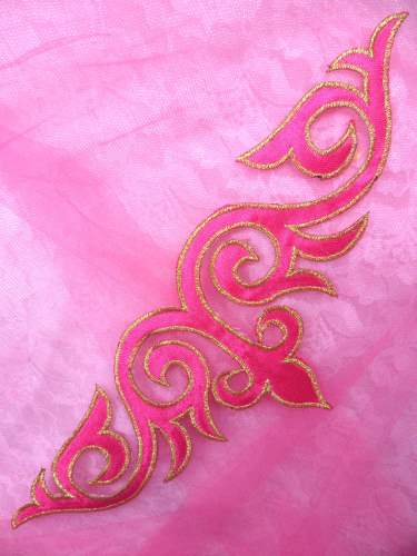 GB276 Pink Gold Embroidered Applique Iron On Patch 9.5\
