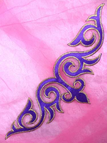 GB276 Purple Gold Embroidered Applique Iron On Patch 9.5\