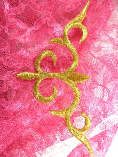 GB281 Embroidered Applique Gold Metallic Iron On Patch 5.75