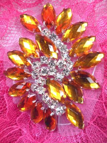 GB283 Gold Marquise Swirl Crystal Rhinestone Applique Embellishment 2.5\