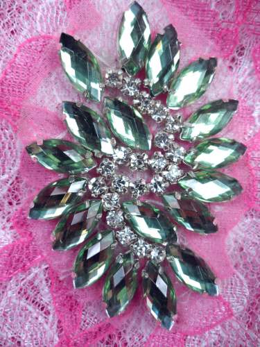 GB283 Light Green Marquise Swirl Crystal Rhinestone Applique Embellishment 2.5\