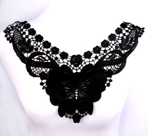 GB303 Black Venise Lace Victorian Yoke Collar Applique 14\